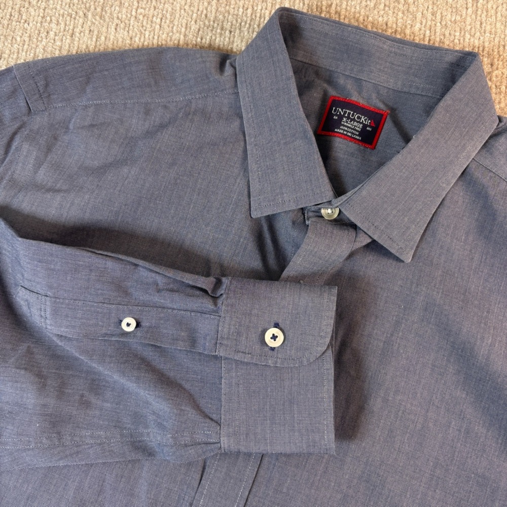 Untuckit Orville Wrinkle Free Blue Button Down Shirt Men's Size XL EUC